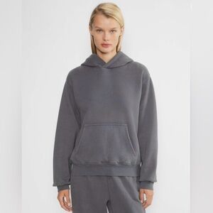 Aritzia TNA Cozy Fleece Boyfriend Hoodie in Grey Mauve Size Small